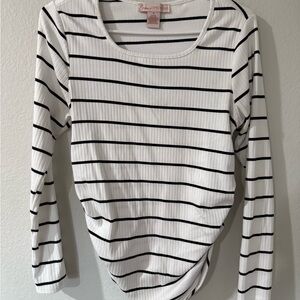 Brandy Melville White and Black Striped Blouse